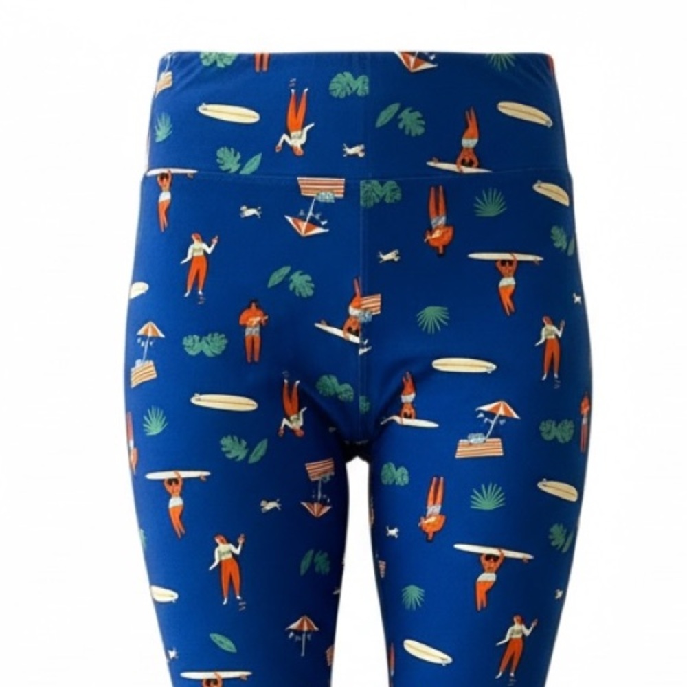 LuLaRoe Buttery Soft Leggings • Blue Hawaii Luau